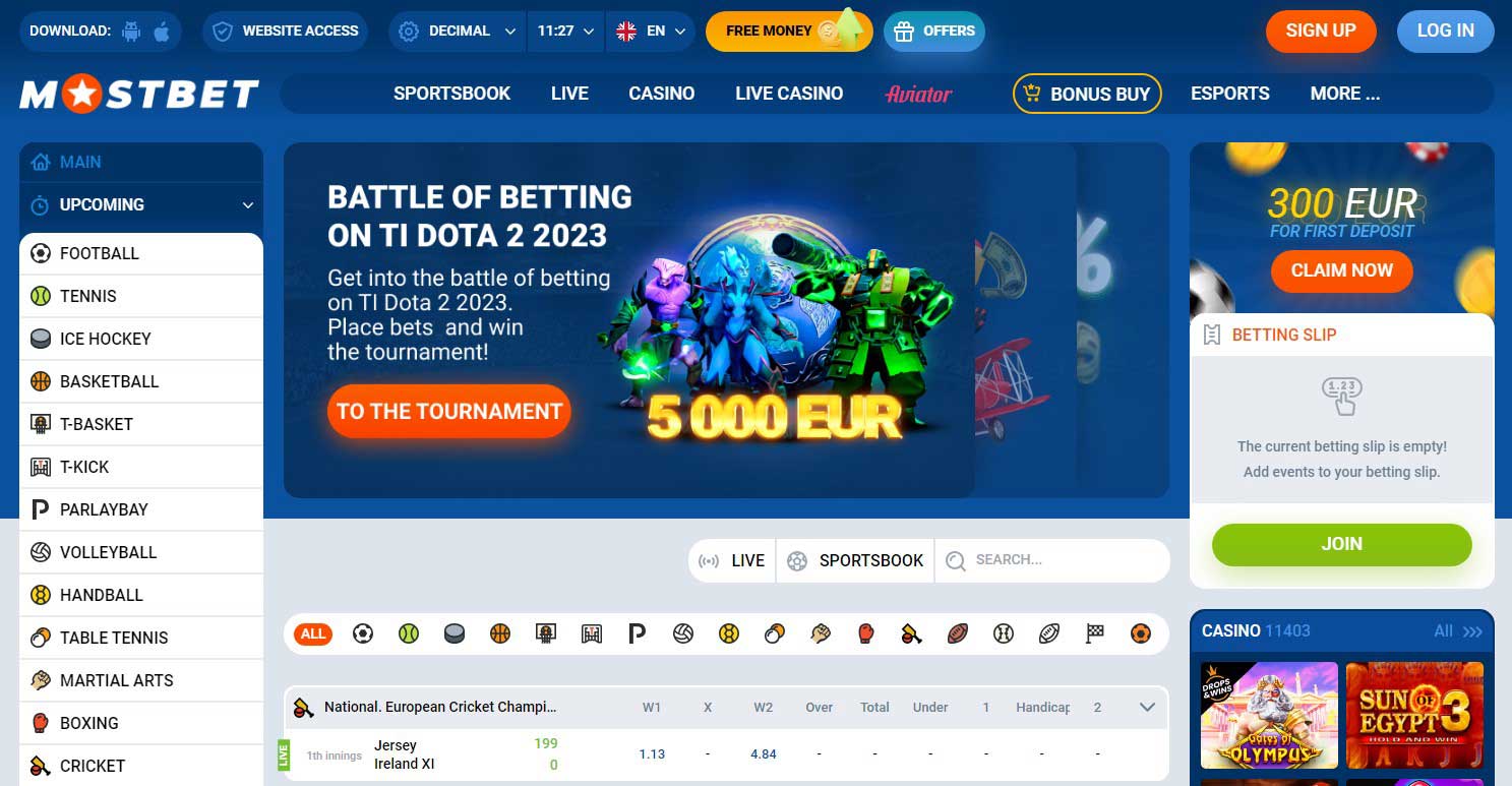 Předzápasové a živé sportovní sázení Mostbet CZ